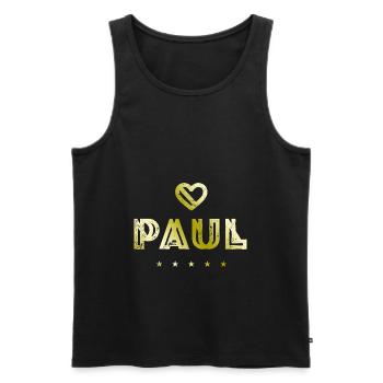 Paul Herz - Men's Premium Organic Tank Top - black - Front - AI Model Male 178 light (178cm)