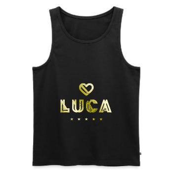 Luca Herz - Débardeur bio Premium Homme - noir - Devant - AI Model Male 178 light (178cm)