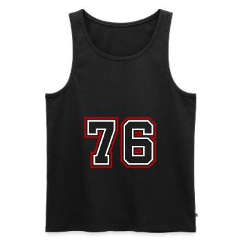 76 Numéro de numéro - Débardeur bio Premium Homme - noir - Devant - Michal (187cm)