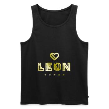 Leon Heart - Men's Premium Organic Tank Top - black - Front - AI Model Male 178 light (178cm)