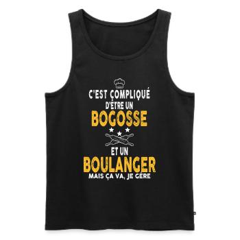 Mon Boulanger est un Beau Gosse Idée Cadeau Homme - Débardeur bio Premium Homme - noir - Devant - Michal (187cm)