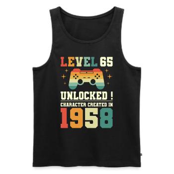 Level 65 Birthday Gamer 65 Years - Men's Premium Organic Tank Top - black - Front - AI Model Male 178 light (178cm)