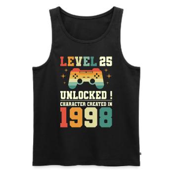 Niveau 25 Anniversaire Gamer 25 Ans - Débardeur bio Premium Homme - noir - Devant - AI Model Male 178 light (178cm)
