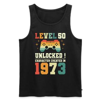Level 50 Anniversary Gamer 50 Jahre - Männer Premium Bio Tank Top - Schwarz - Vorne - AI Model Male 178 light (178cm)