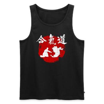 Aïkido Art Martial Dojo Kanji Japon Gym - Débardeur bio Premium Homme - noir - Devant - AI Model Male 178 light (178cm)