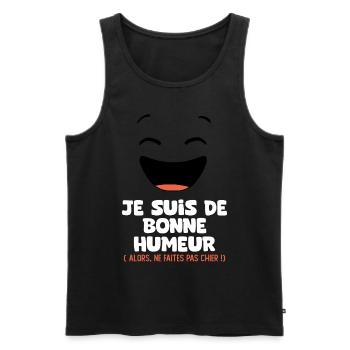 je suis de bonne humeur faites pas chier - Débardeur bio Premium Homme - noir - Devant - Michal (187cm)