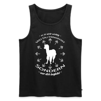 Wandern Spruch Wanderung Alpaka Team - Männer Premium Bio Tank Top - Schwarz - Vorne - Michal (187cm)