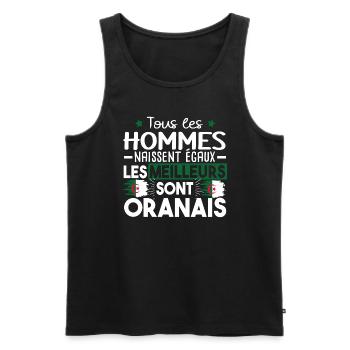 Oran Oranais Homme Algérie Algérien Cadeau Humour - Débardeur bio Premium Homme - noir - Devant - AI Model Male 178 light (178cm)