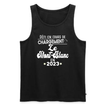 2023 Mont Blanc Montagne France Suisse Italie - Débardeur bio Premium Homme - noir - Devant - AI Model Male 178 light (178cm)