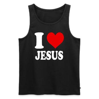 J’aime Jésus Jésus Religion Croyant Coeur Drôle - Débardeur bio Premium Homme - noir - Devant - Michal (187cm)