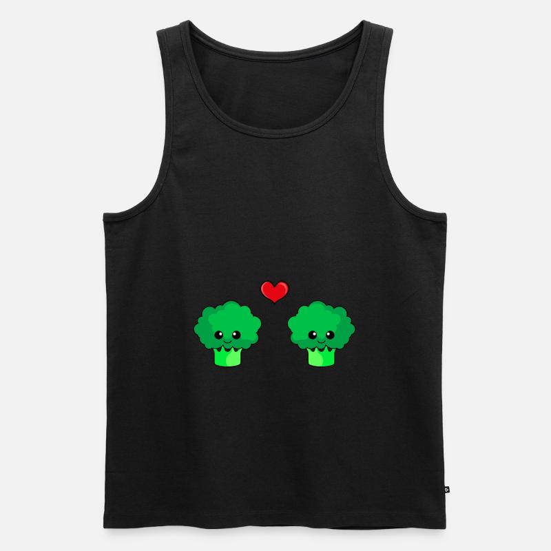 Broccoli Paar Liebe Comic - Männer Premium Bio Tank Top - Schwarz