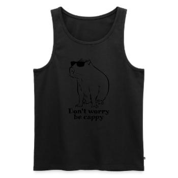 Don't worry be cappy - Capybara sketch - Männer Premium Bio Tank Top - Schwarz - Vorne - AI Model Male 178 light (178cm)