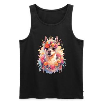 Lama - Männer Premium Bio Tank Top - Schwarz - Vorne - AI Model Male 178 light (178cm)