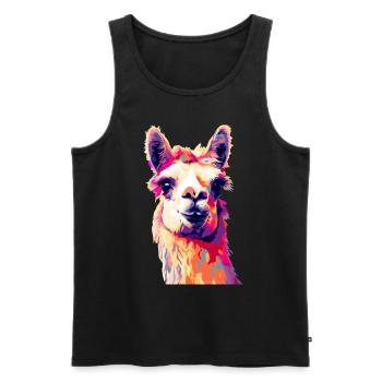 Lama - Männer Premium Bio Tank Top - Schwarz - Vorne - AI Model Male 178 light (178cm)
