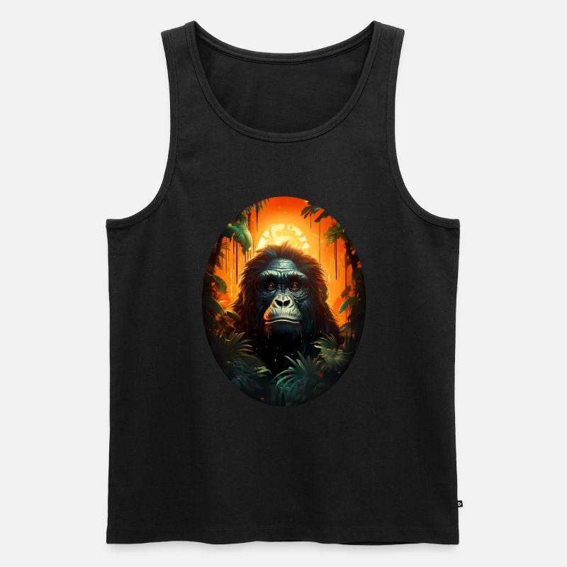 Gorilla - Männer Premium Bio Tank Top - Schwarz