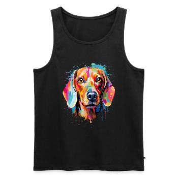 Dackel Colorful - Männer Premium Bio Tank Top - Schwarz - Vorne - Michal (187cm)
