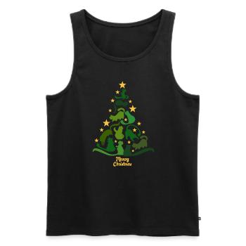 Meowy Christmas - Cat - Christmas Tree Gift - Men's Premium Organic Tank Top - black - Front - AI Model Male 178 light (178cm)
