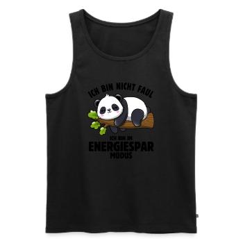 Panda - Ich bin nicht faul - im Energiespar Modus - Männer Premium Bio Tank Top - Schwarz - Vorne - Michal (187cm)
