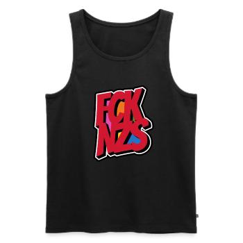 FCK NZS - Gegen Rechts - Nie wieder ist jetzt - Männer Premium Bio Tank Top - Schwarz - Vorne - Michal (187cm)