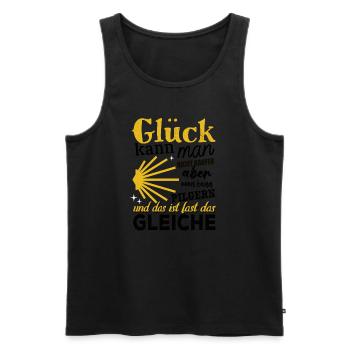 Glück kann man nicht kaufen aber man kann Pilgern - Männer Premium Bio Tank Top - Schwarz - Vorne - Michal (187cm)