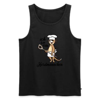 Ich bin ein Herdmännchen - Erdmännchen Kochlöffel - Männer Premium Bio Tank Top - Schwarz - Vorne - Michal (187cm)