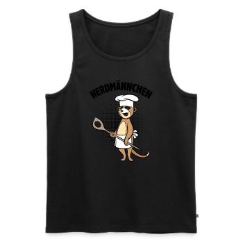 Herdmännchen - Erdmännchen mit Kochlöffel - Männer Premium Bio Tank Top - Schwarz - Vorne - Michal (187cm)