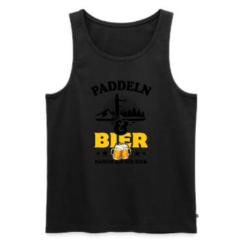 Paddeln & Bier - darum bin ich hier - SUP Spruch - Männer Premium Bio Tank Top - Schwarz - Vorne - Michal (187cm)