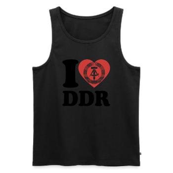I Love DDR - Herz - Ostalgie - Männer Premium Bio Tank Top - Schwarz - Vorne - Michal (187cm)