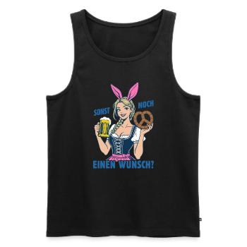 Sonst noch einen Wunsch? Dirndl, Bier und Bretzel - Männer Premium Bio Tank Top - Schwarz - Vorne - Michal (187cm)