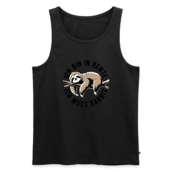 Faultier - Ich bin in Rente ich muss garnix - Männer Premium Bio Tank Top - Schwarz - Vorne - AI Model Male 178 light (178cm)