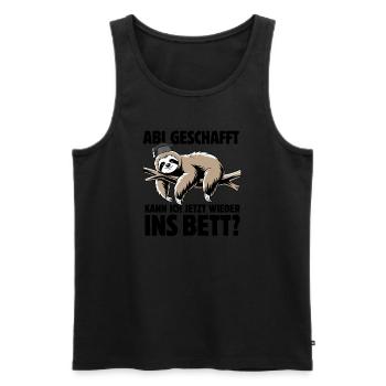Faultier - Abitur geschafft wieder ins Bett? - Männer Premium Bio Tank Top - Schwarz - Vorne - Michal (187cm)