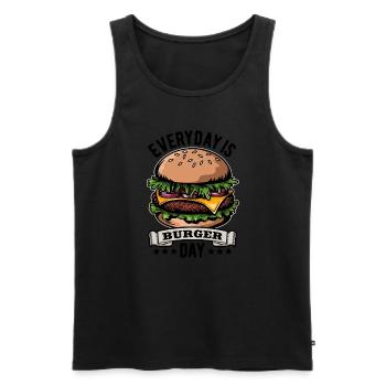 Everyday is Burger Day - Fast Food - lecker - Männer Premium Bio Tank Top - Schwarz - Vorne - Michal (187cm)