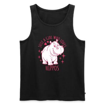 Just a girl who loves hippos - Cartoon - Männer Premium Bio Tank Top - Schwarz - Vorne - AI Model Male 178 light (178cm)