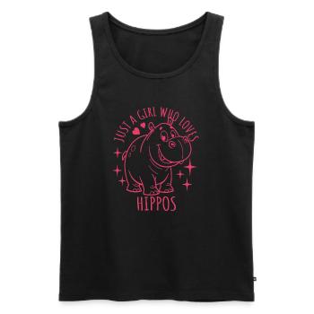 Just a girl who loves hippos - Cartoon - Männer Premium Bio Tank Top - Schwarz - Vorne - AI Model Male 178 light (178cm)