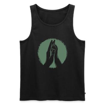 Hand + Dog Paw - High Five - Dog Fan - Men's Premium Organic Tank Top - black - Front - AI Model Male 178 light (178cm)