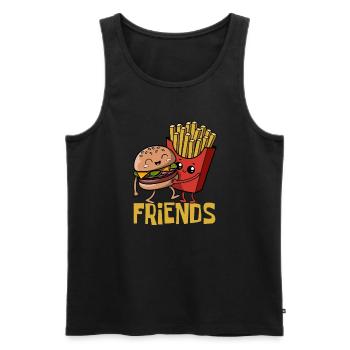 Burger & Pommes - Fast Food - Friends - Party - Männer Premium Bio Tank Top - Schwarz - Vorne - Michal (187cm)