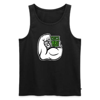 Stabil Abi 2025 - Bizeps - Abitur - Spruch - Männer Premium Bio Tank Top - Schwarz - Vorne - Michal (187cm)