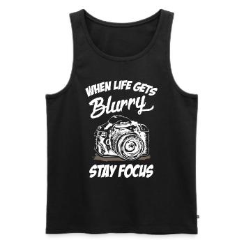 Photographer Stay Focus - Männer Premium Bio Tank Top - Schwarz - Vorne - Michal (187cm)