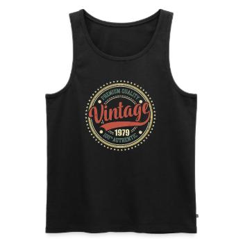 Jahrgang 1979 Retro Jubiläum 1979 - Männer Premium Bio Tank Top - Schwarz - Vorne - AI Model Male 178 light (178cm)