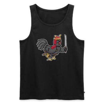 Funny drawing Rooster Japanese Samurai Hen Kawaii - Men's Premium Organic Tank Top - black - Front - AI Model Male 178 light (178cm)
