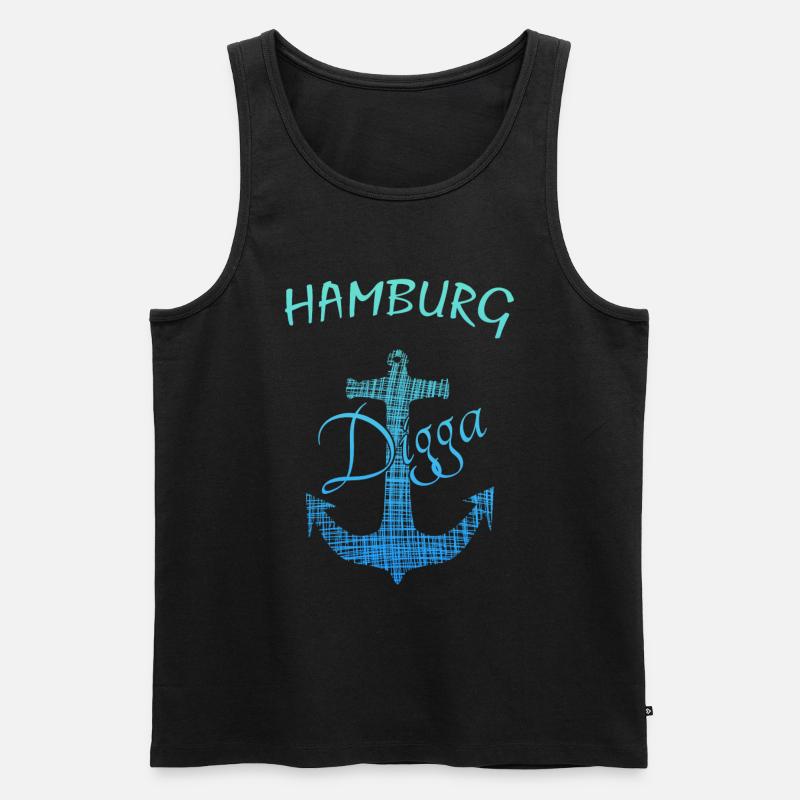 Anker Hamburg Digga - Männer Premium Bio Tank Top - Schwarz