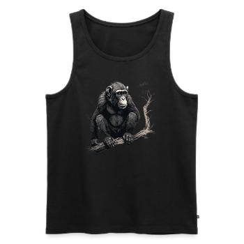 Singe chimpanzé - Débardeur bio Premium Homme - noir - Devant - Michal (187cm)