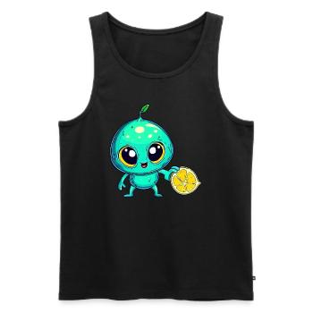 Alien Fruchtzauber: Süße Limone aus dem All - Männer Premium Bio Tank Top - Schwarz - Vorne - AI Model Male 178 light (178cm)