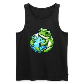 Frosch Umarmt die Erde: Tag der Erde - Männer Premium Bio Tank Top - Schwarz - Vorne - AI Model Male 178 light (178cm)