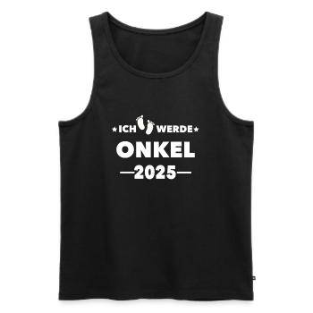 Je serai oncle en 2025 - Débardeur bio Premium Homme - noir - Devant - Michal (187cm)