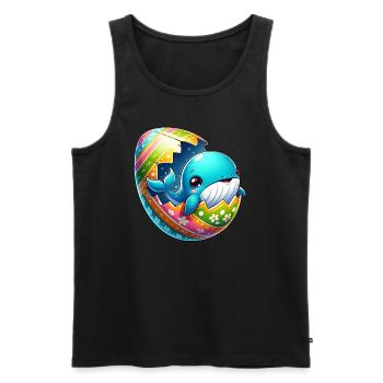 Colorful Whale Hatching from Easter Egg Cartoon - Men's Premium Organic Tank Top - black - Front - AI Model Male 178 light (178cm)