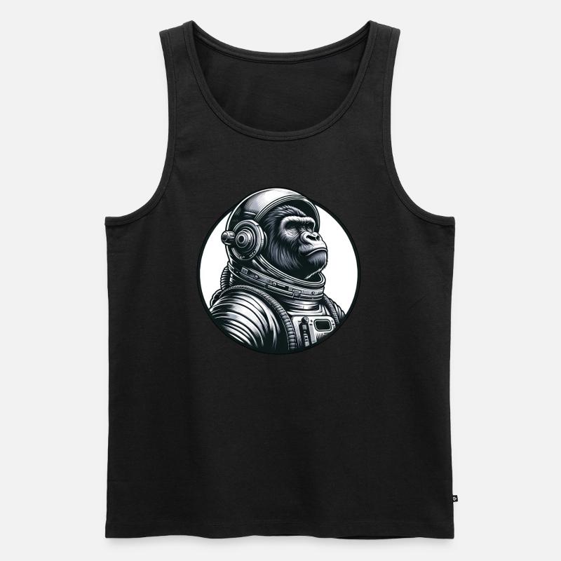 Astronaute chimpanzé dans l’espace - Débardeur bio Premium Homme - noir