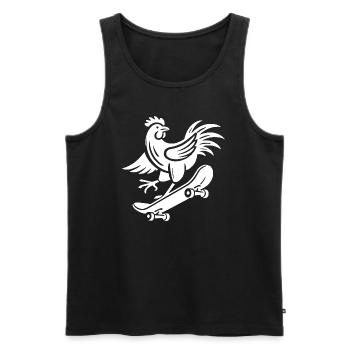 Poulet Coq Poule Patineuse Silhouette Minimaliste - Débardeur bio Premium Homme - noir - Devant - Michal (187cm)