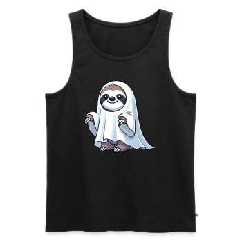 Cute Halloween Sloth Ghost Cartoon Ghost - Men's Premium Organic Tank Top - black - Front - AI Model Male 178 light (178cm)