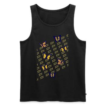 Schmetterlinge, Freude, Leichtigkeit - Männer Premium Bio Tank Top - Schwarz - Vorne - Michal (187cm)